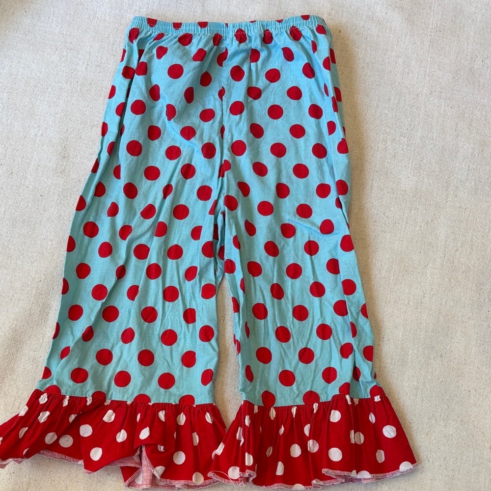 Polka Dot Kids ruffled Pants - Red and Blue